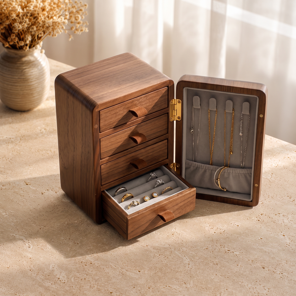 Boîte À Bijoux Bois Raffiné 5 Tiroirs