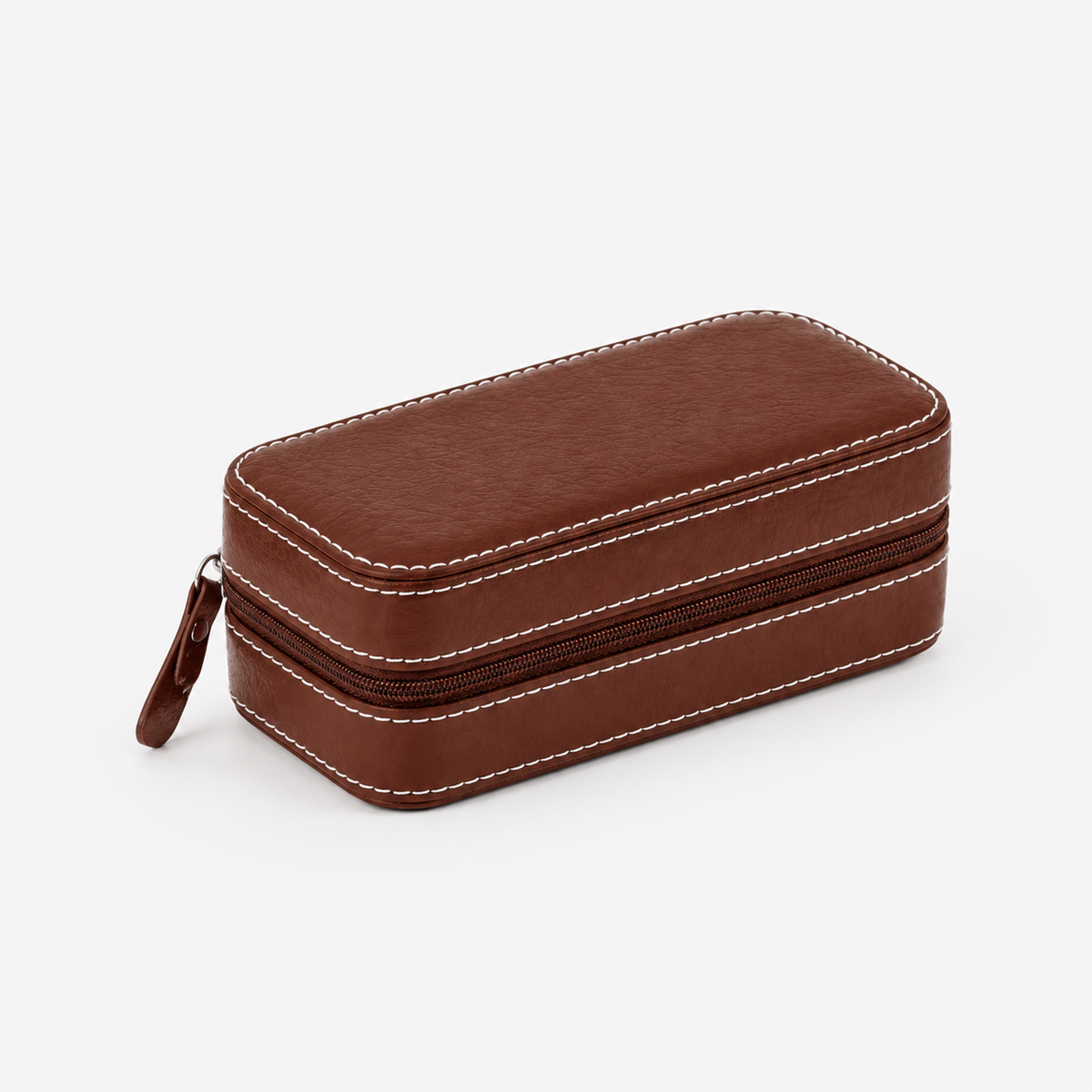Boite a montres en cuir voyage marron - vue studio Image