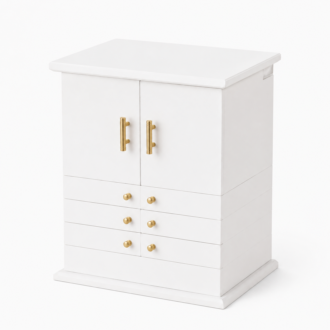 Grande boite a bijoux en bois blanc avec miroir - vue studio Image
