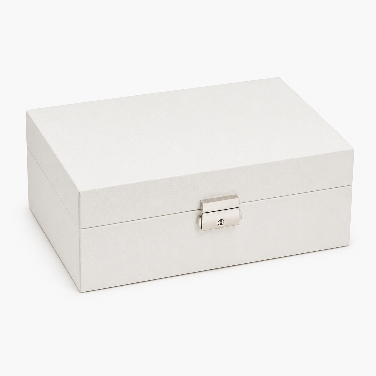Boite a bijoux cuir blanc - vue studio Image