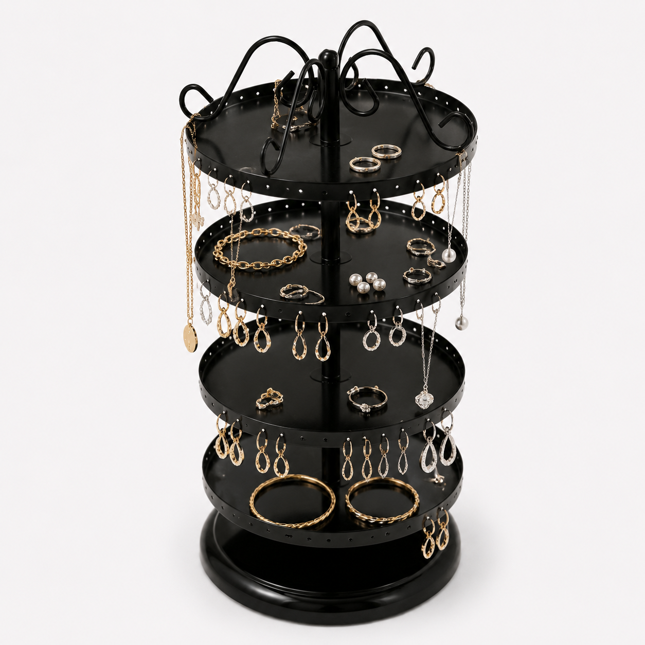 Presentoir rotatif boucles d'oreilles 4 niveaux noir - vue studio Image