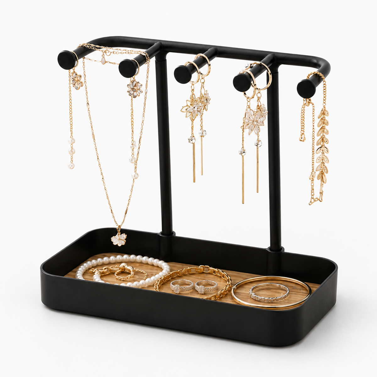 Presentoir bijoux bois moderne avec tiroir noir - vue studio Image