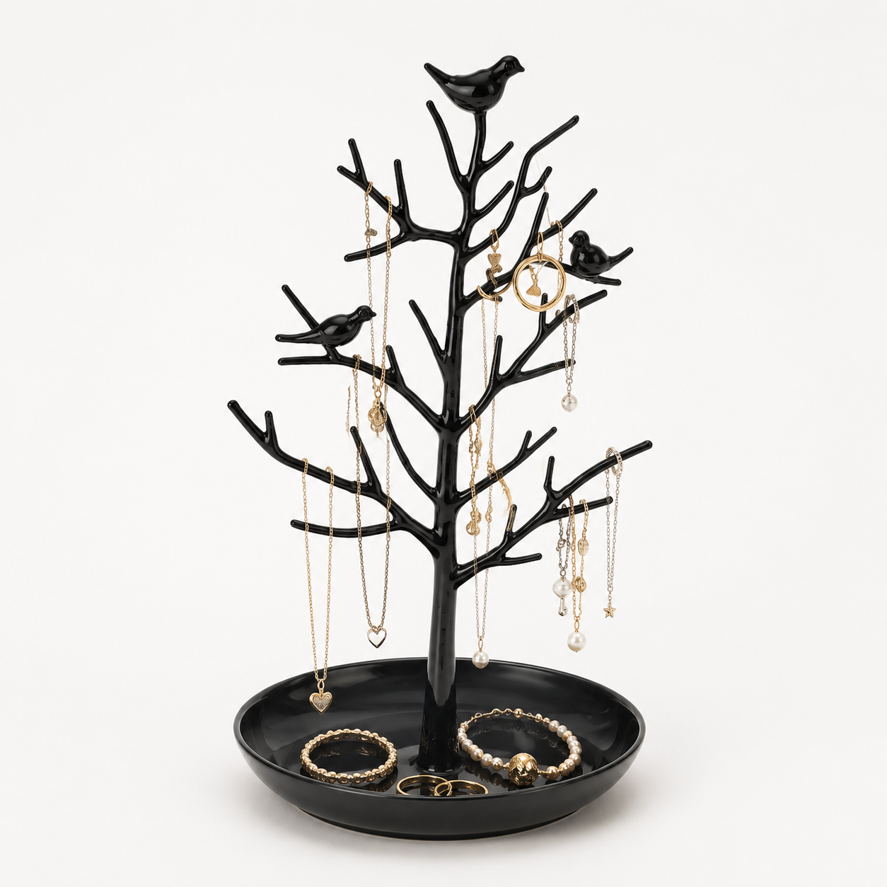 Arbre a bijoux avec oiseaux noir - vue studio Image