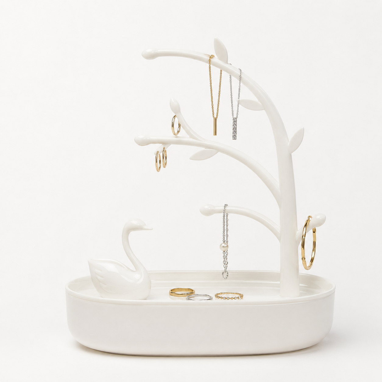 Arbre a bijoux avec cygne blanc - vue studio Image