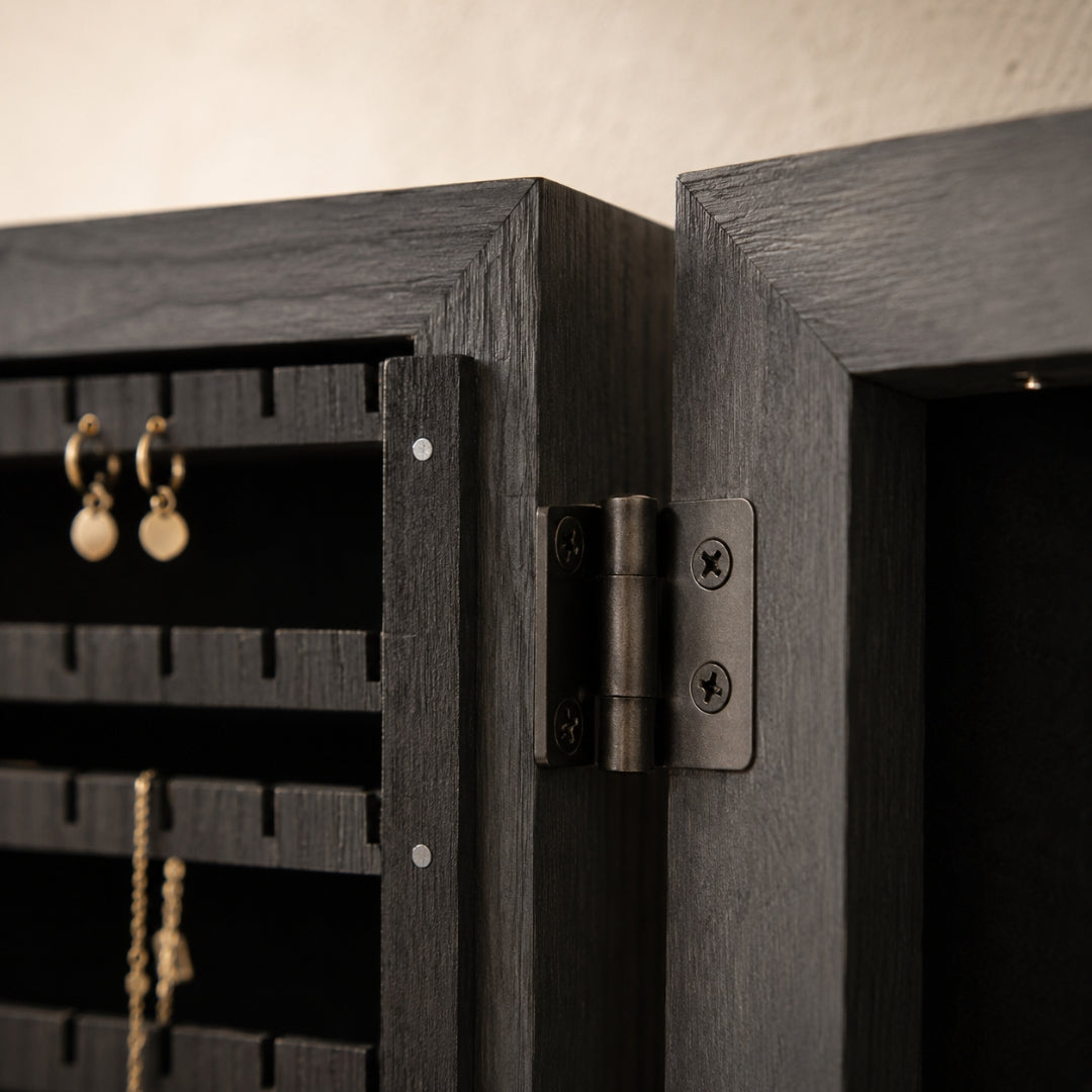 Armoire À Bijoux Murale Bois Noir Avec Miroir