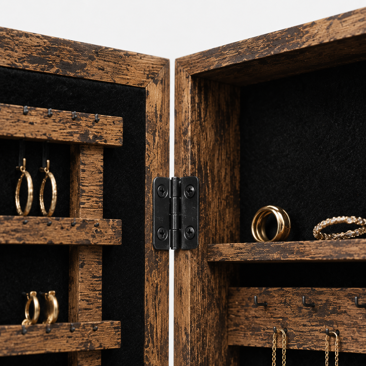 detail macro studio de Armoire À Bijoux Murale Bois Foncé Avec Miroir Image
