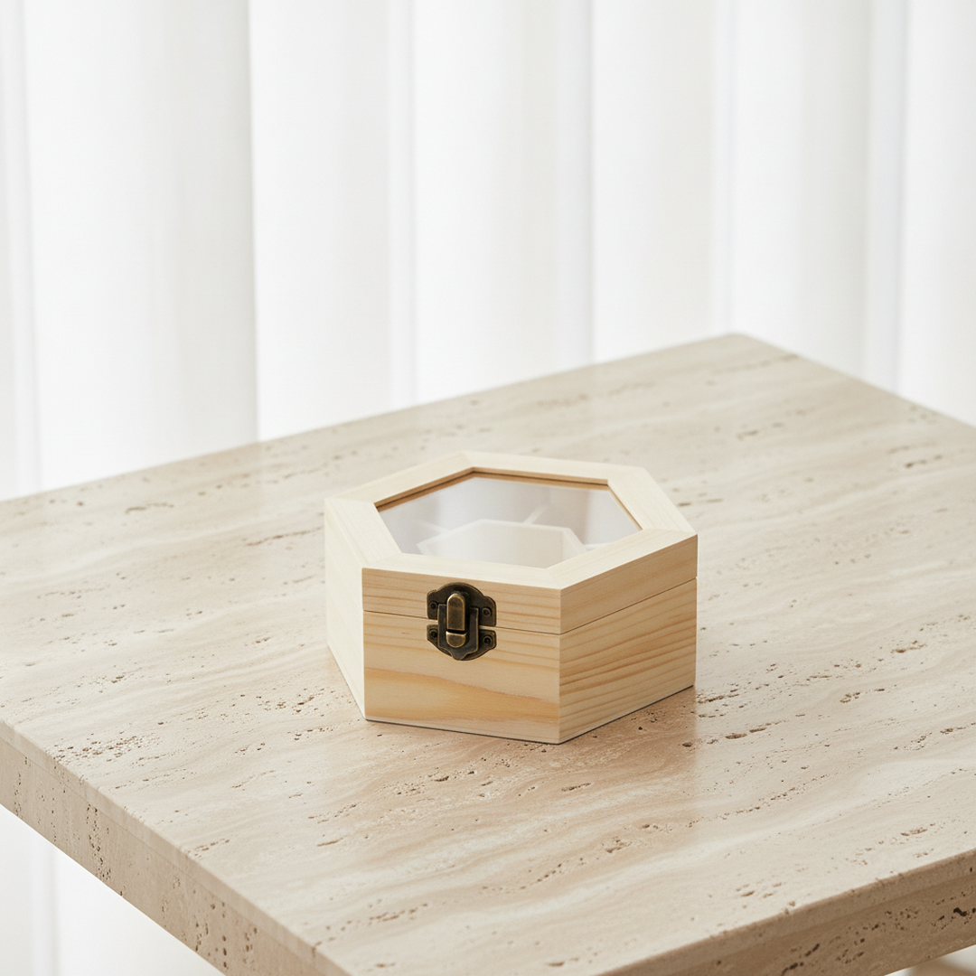 produit fermé sur table en travertin