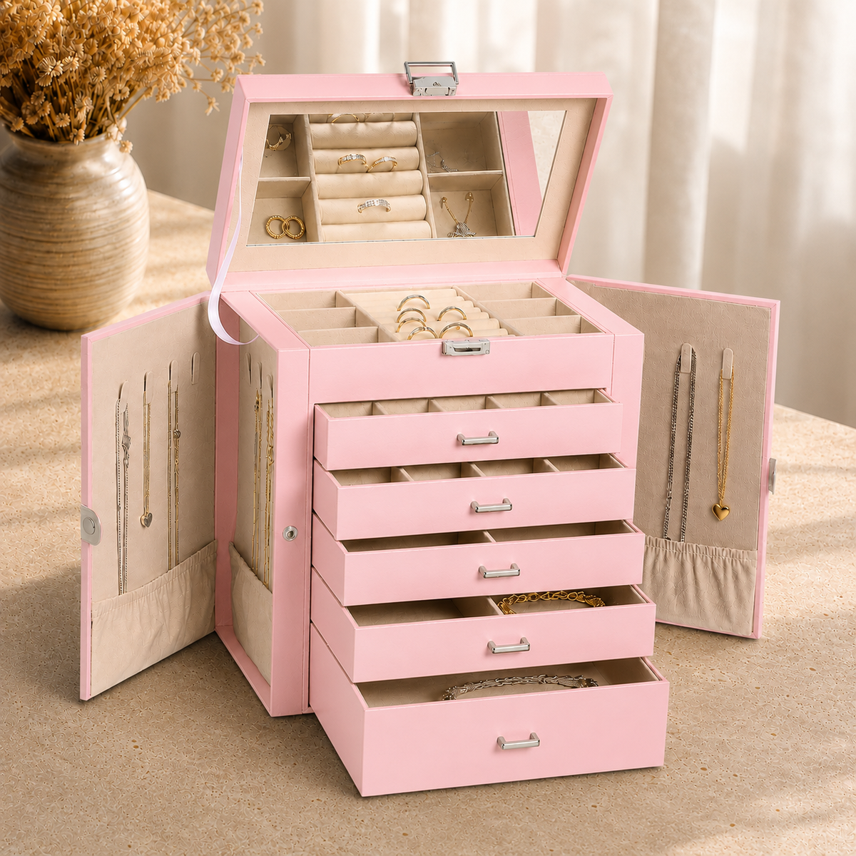 Boîte À Bijoux Commode 5 Tiroirs