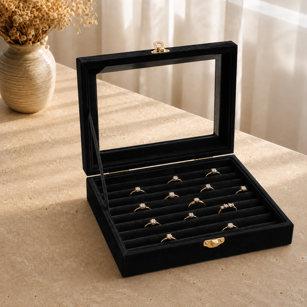 Boîte À Bijoux Velours Écrin À Bagues