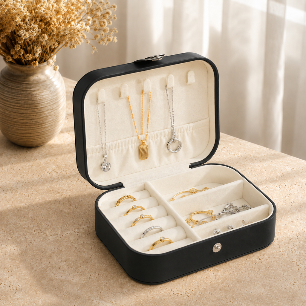 Boîte À Bijoux Voyage Cuir Compacte