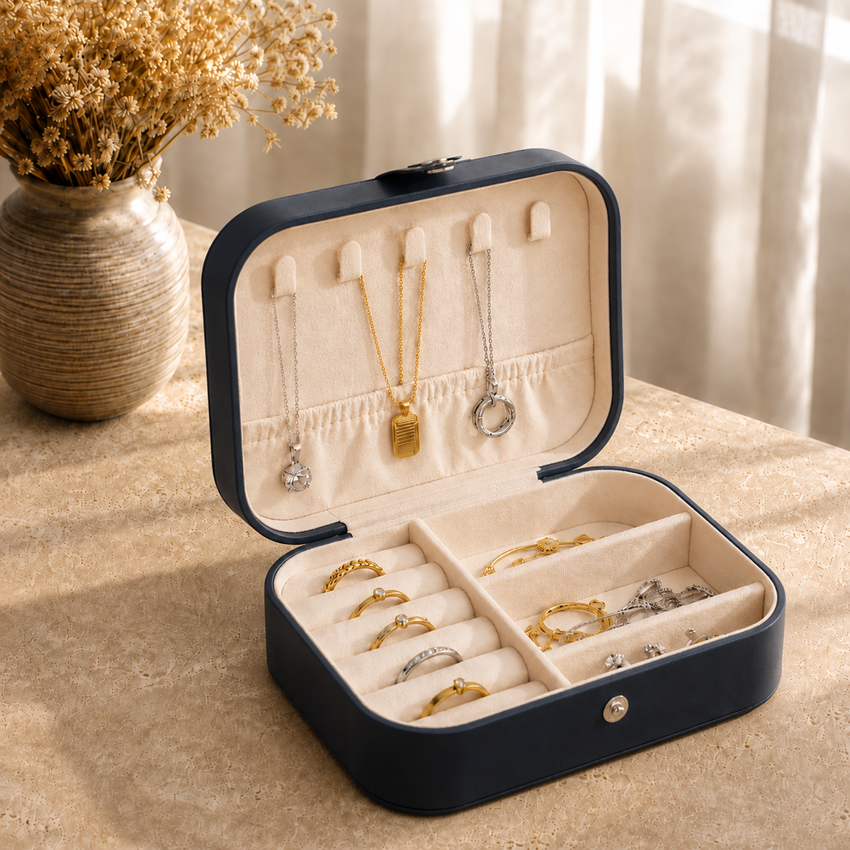 Boîte À Bijoux Voyage Cuir Compacte