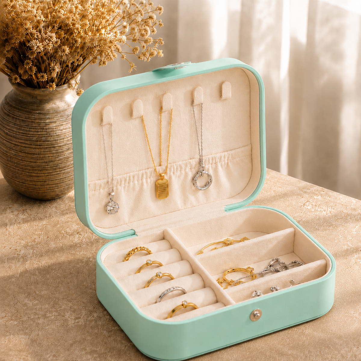 Boîte À Bijoux Voyage Cuir Compacte