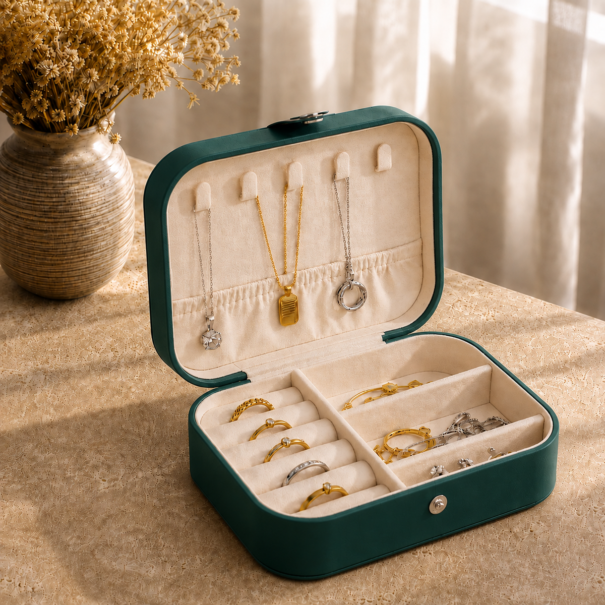 Boîte À Bijoux Voyage Cuir Compacte