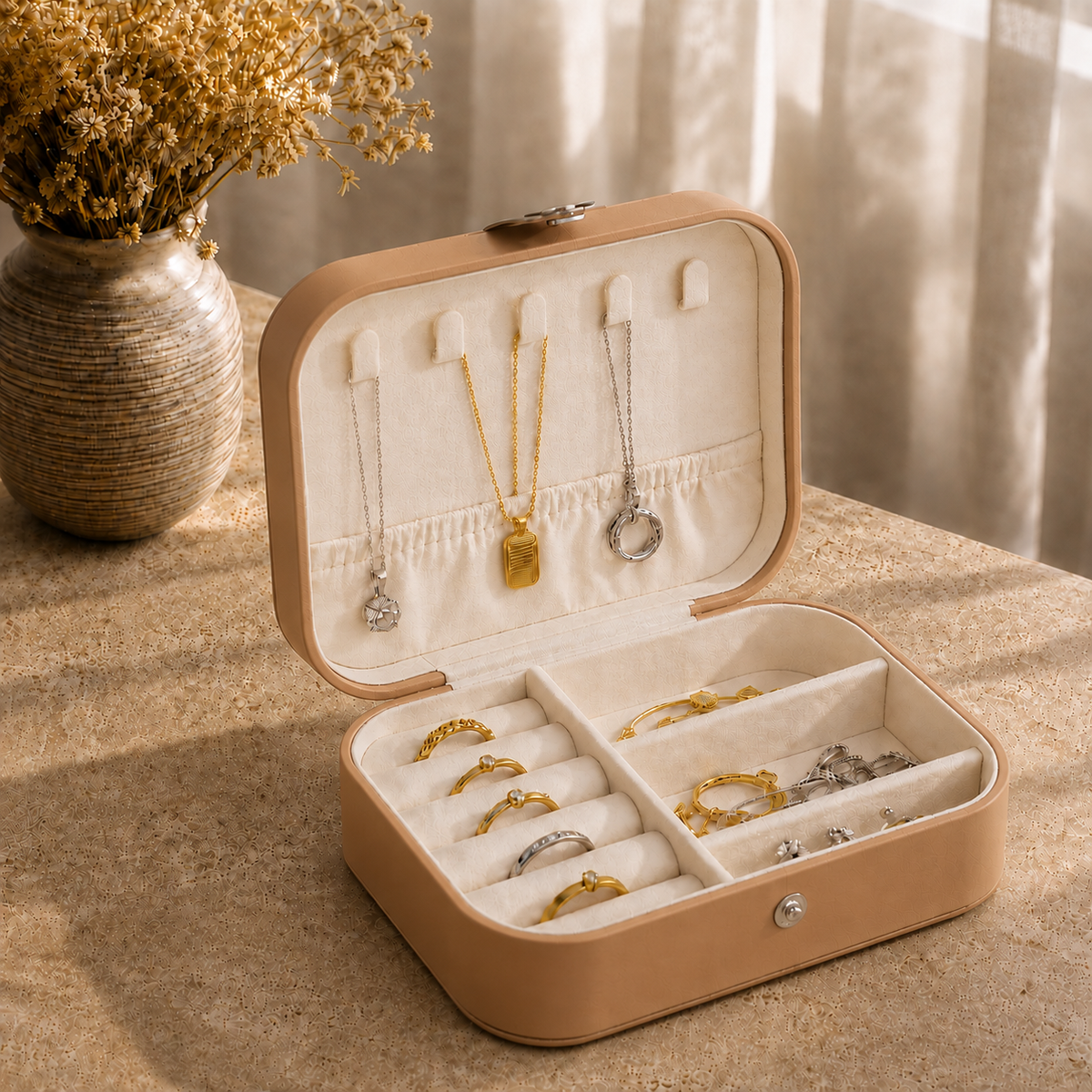 Boîte À Bijoux Voyage Cuir Compacte