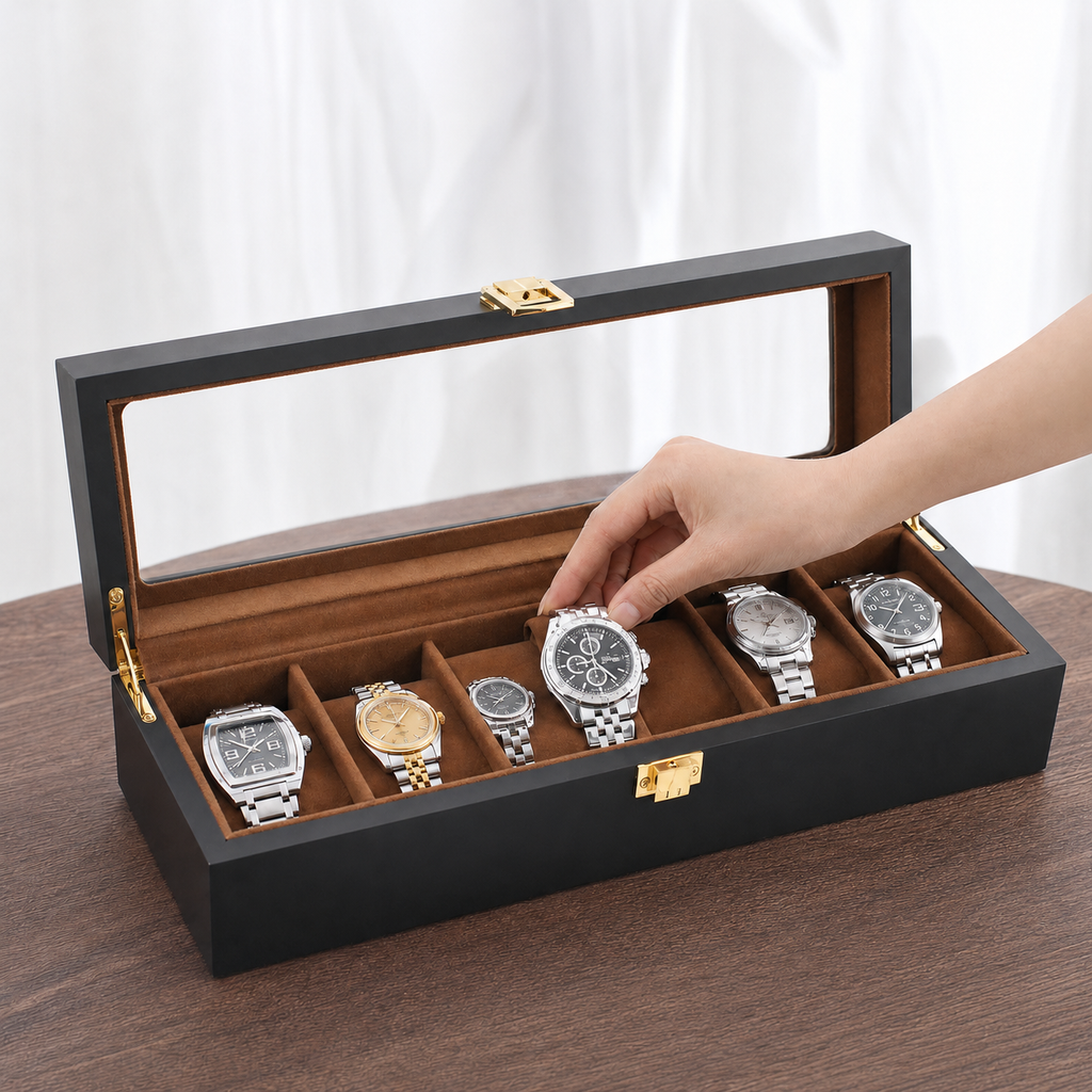 Boîte À Montre Vitrine Bois Noir