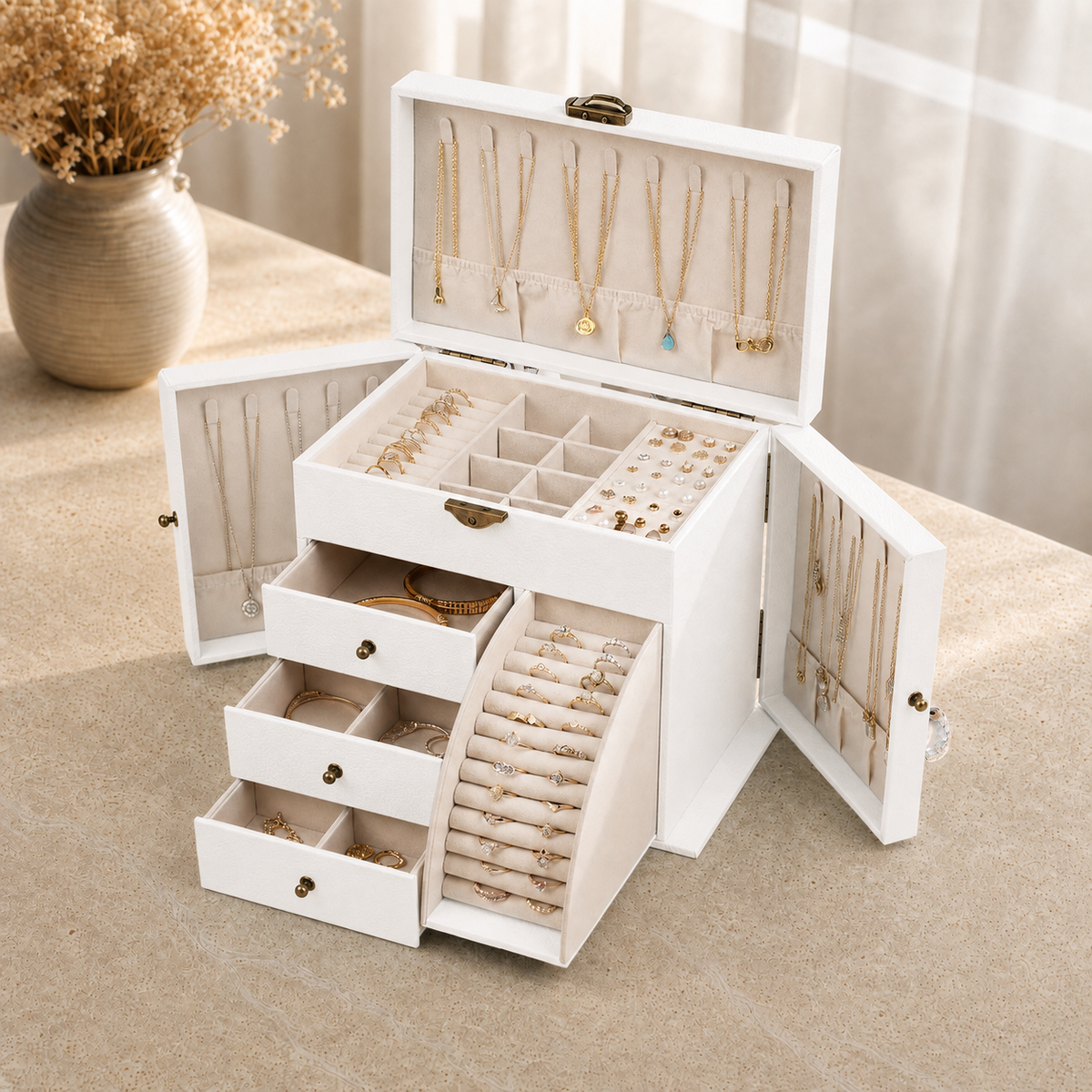 Boîte À Bijoux Grand Coffret À Tiroirs