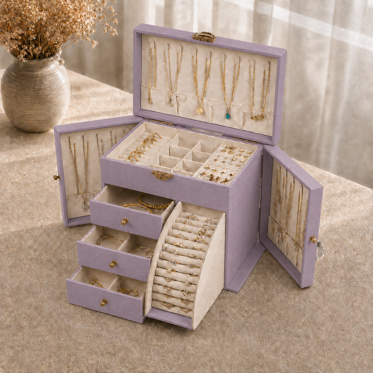 Boîte À Bijoux Grand Coffret À Tiroirs
