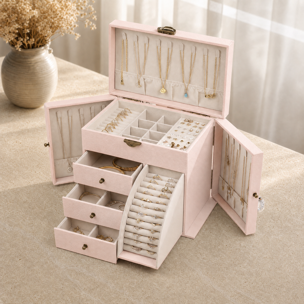 Boîte À Bijoux Grand Coffret À Tiroirs