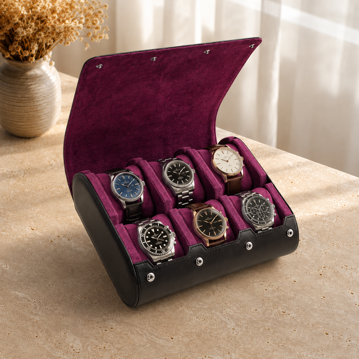 Boîte À Montre Étui Cuir Velours