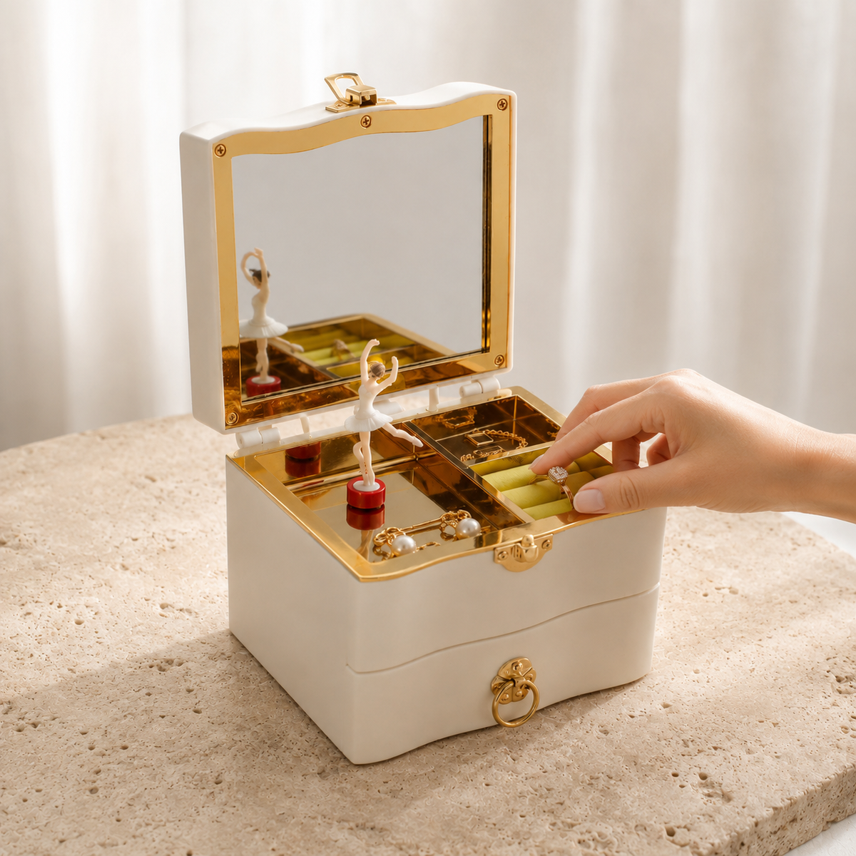 Boîte À Bijoux Musicale Mélodie Bois