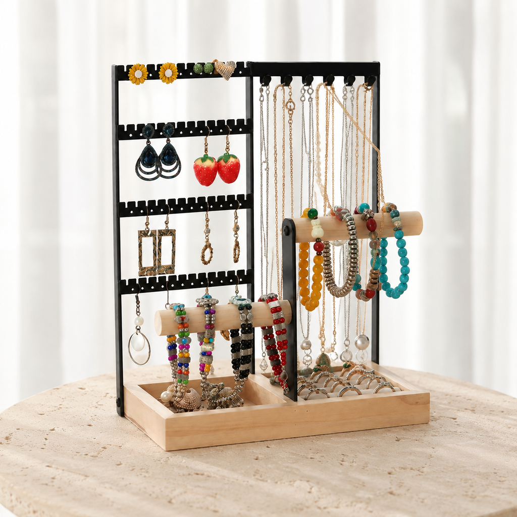 Porte Bijoux Support Bois Et Métal