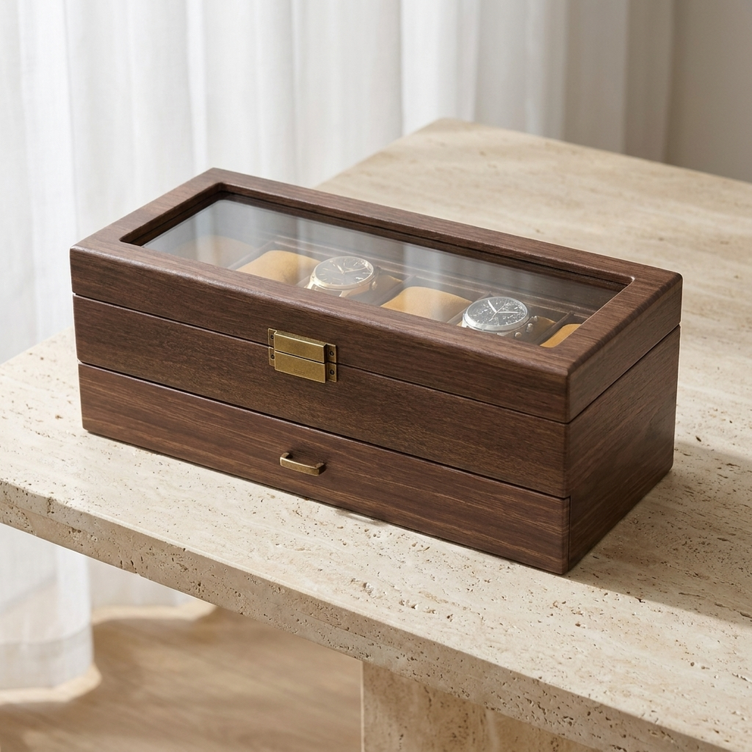 produit fermé sur table en travertin
