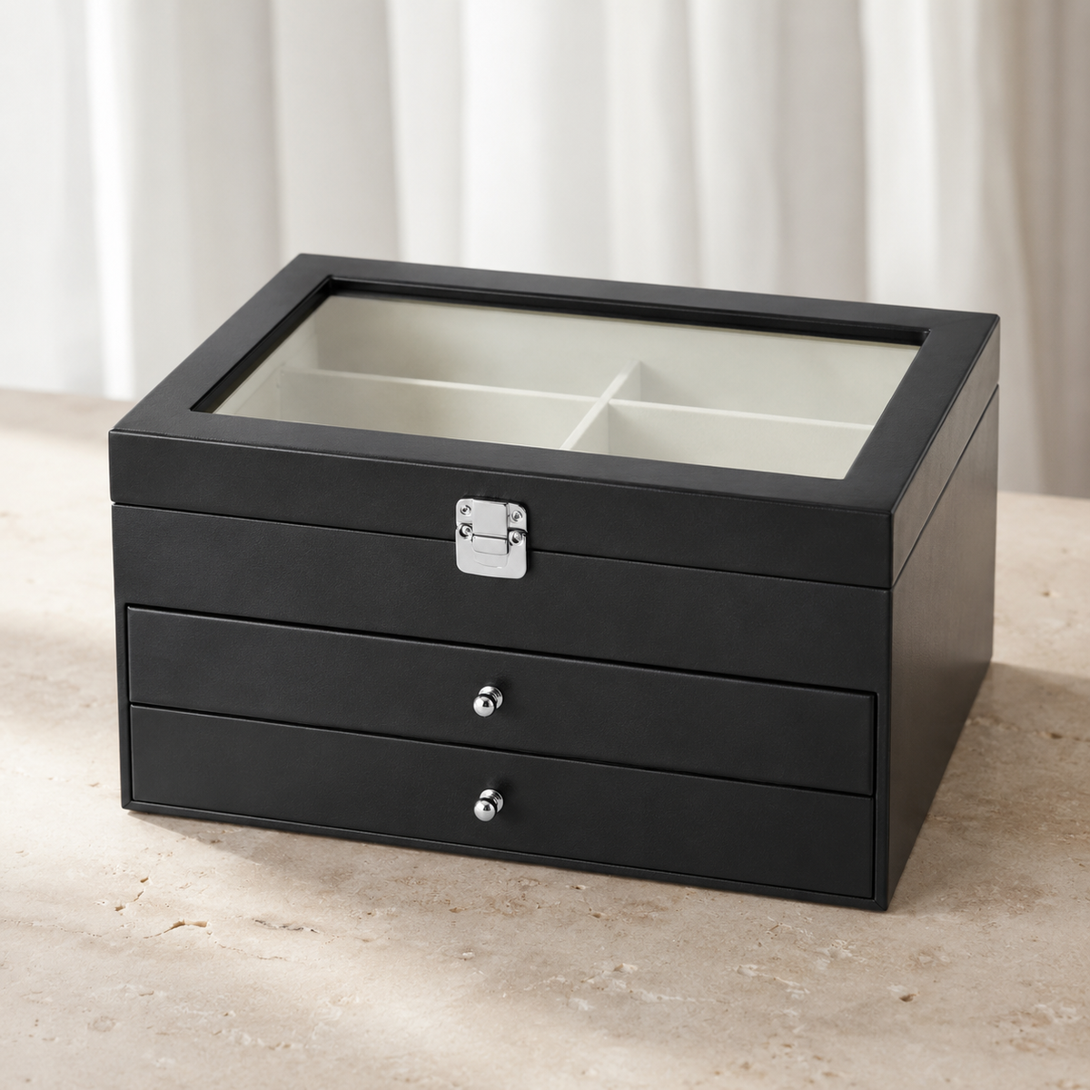 Coffret de Rangement Montres et Lunettes Avec Tiroir