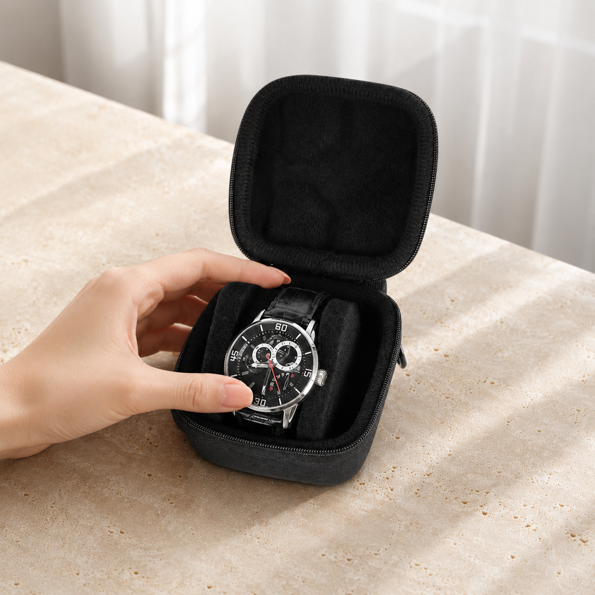 Étui à Montres De Voyage Noir