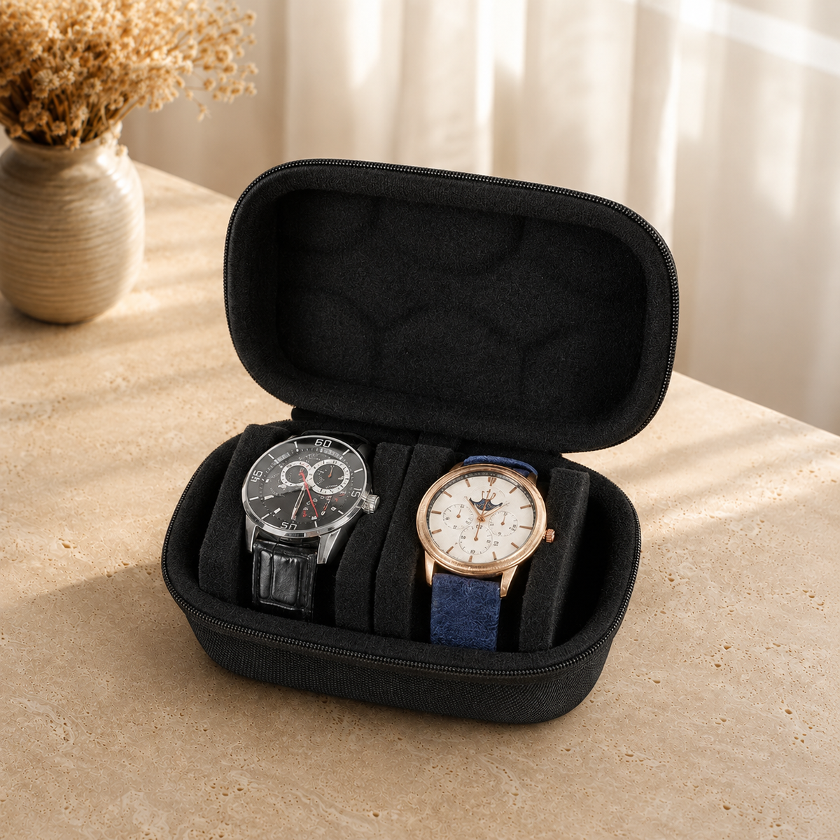 Étui à Montres De Voyage Noir