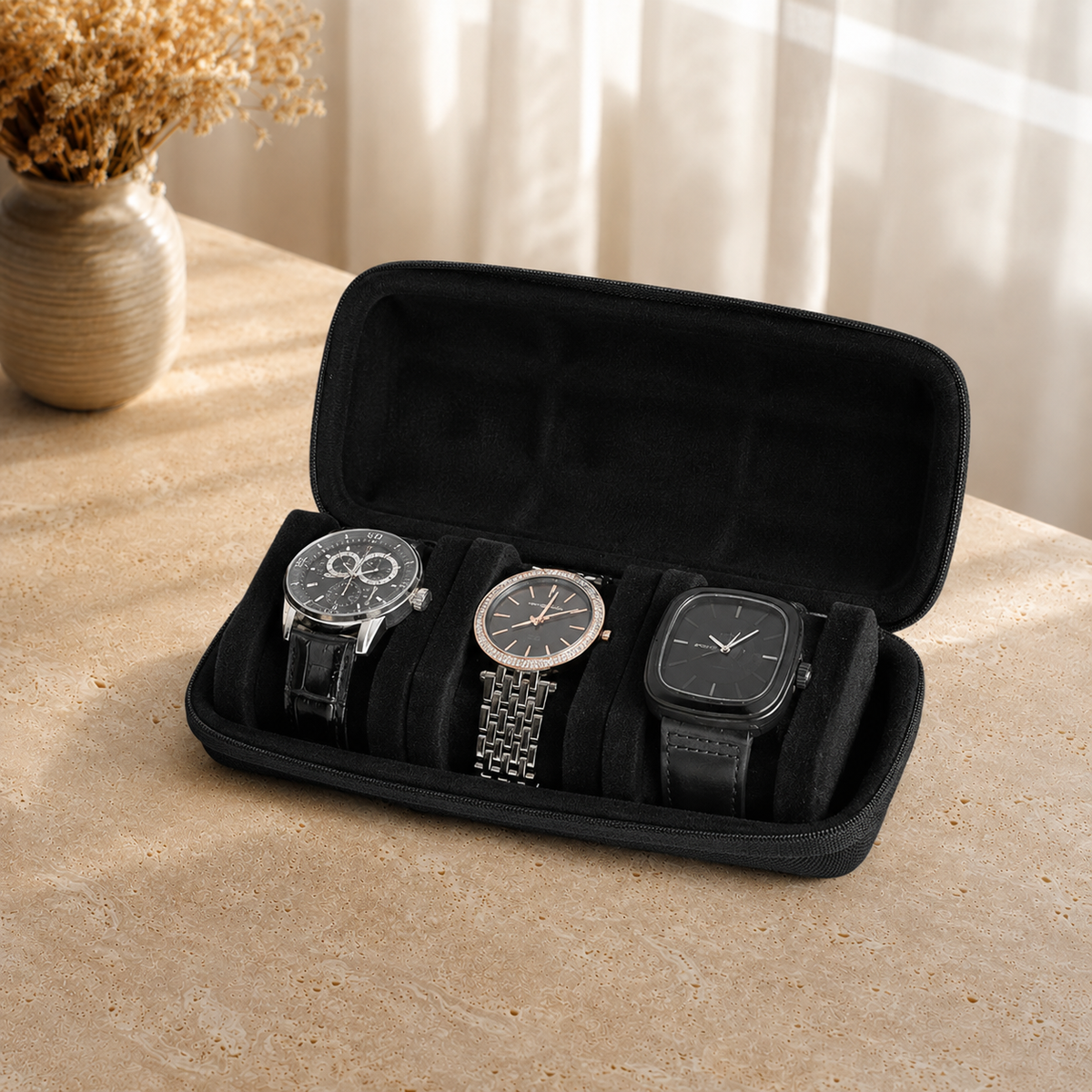 Étui à Montres De Voyage Noir