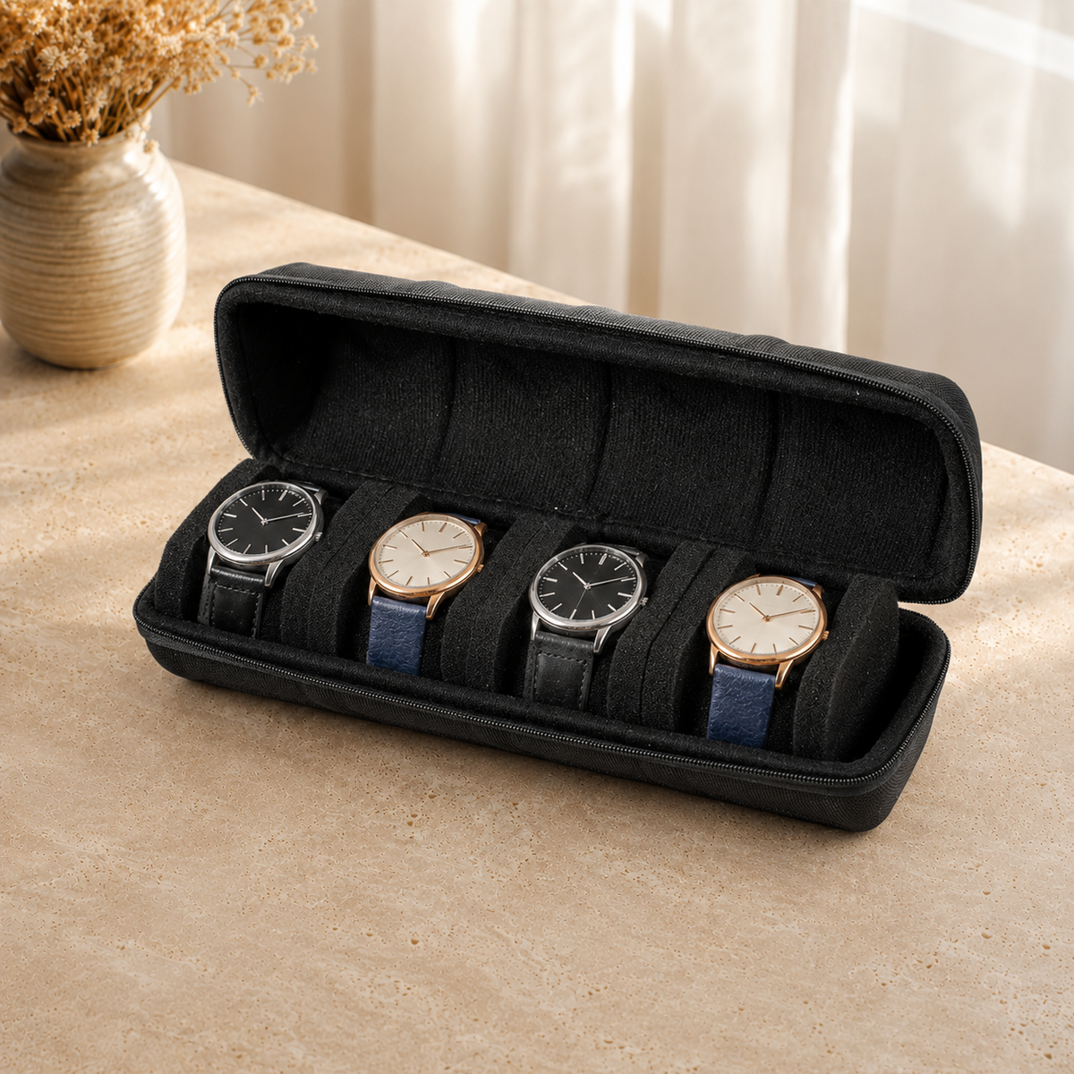Étui à Montres De Voyage Noir