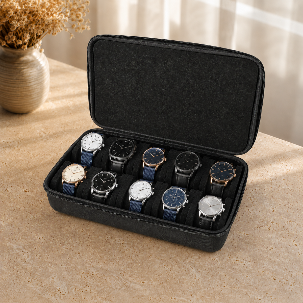 Étui à Montres De Voyage Noir