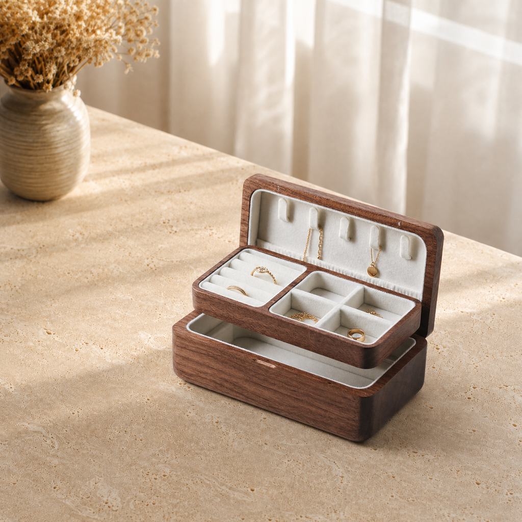 Petite boîte à bijoux bois foncé