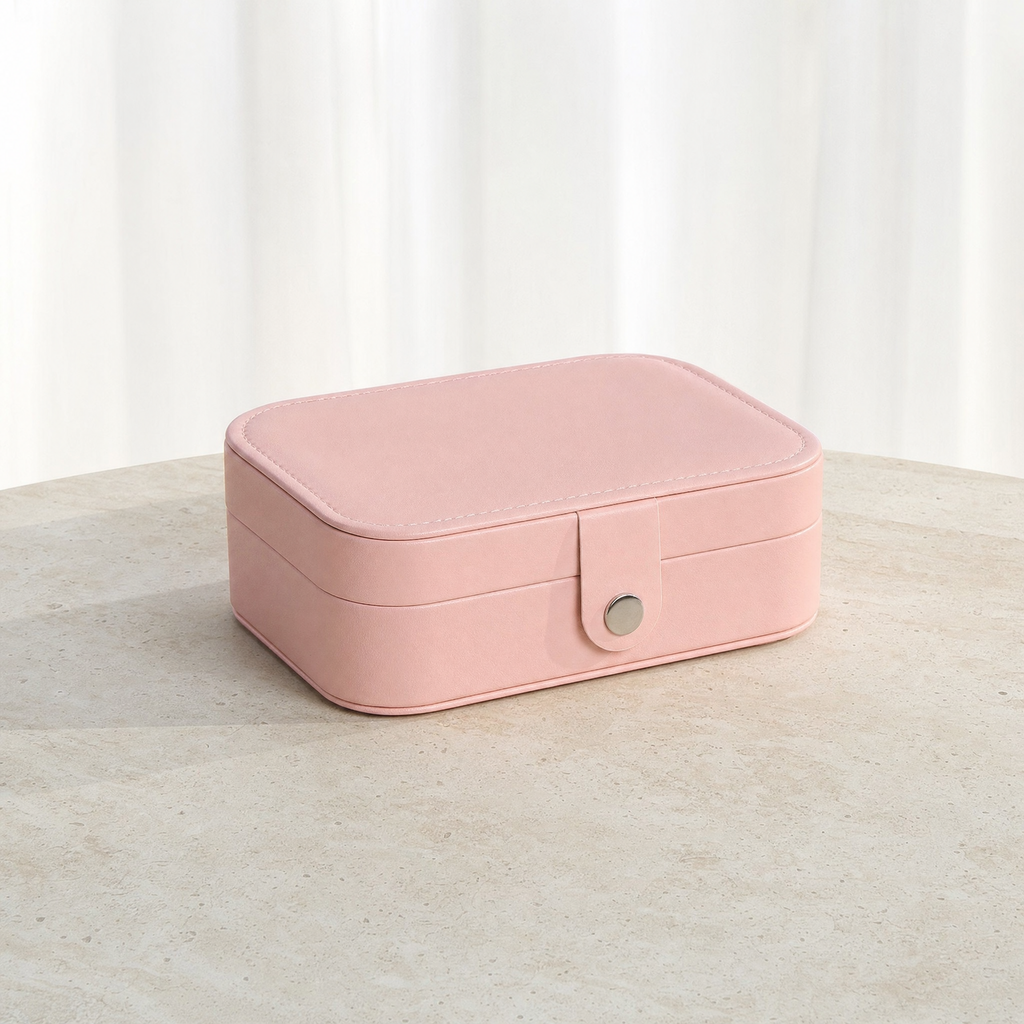 Boîte à bijoux de voyage cuir rose