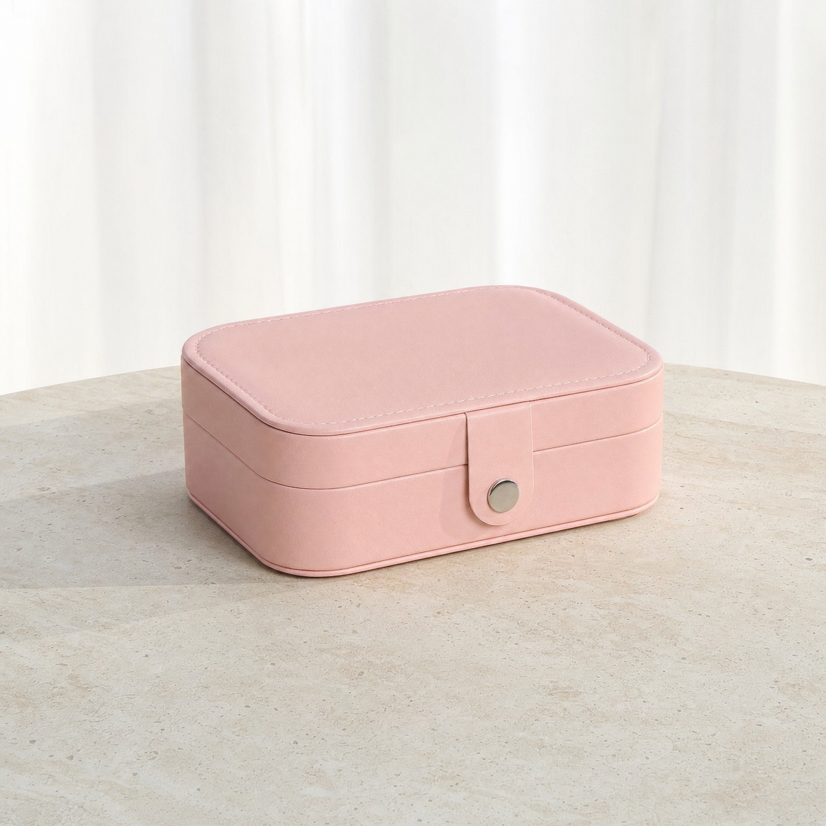 Boîte à bijoux de voyage cuir rose