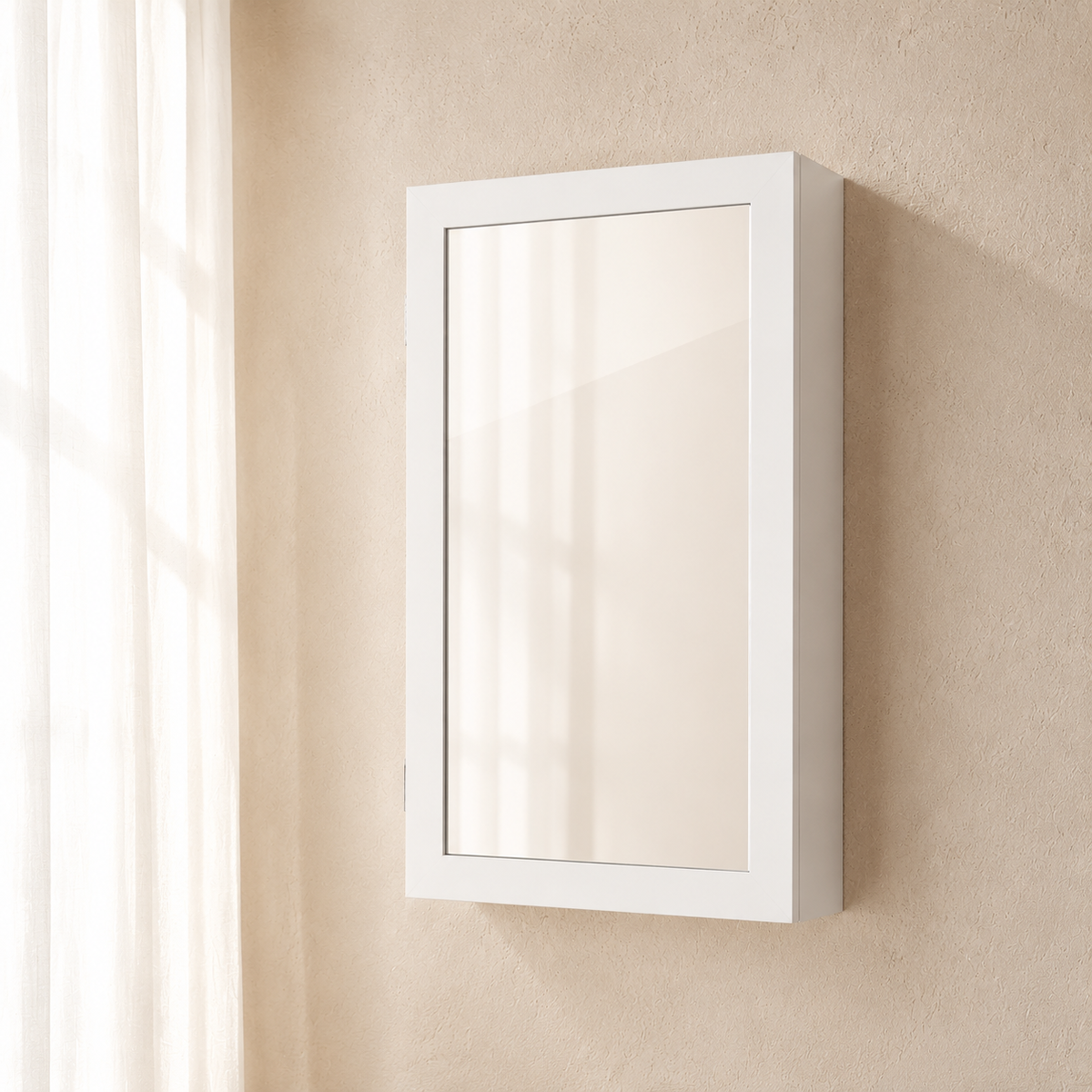 Petite Armoire À Bijoux Blanche Murale Miroir Élégant