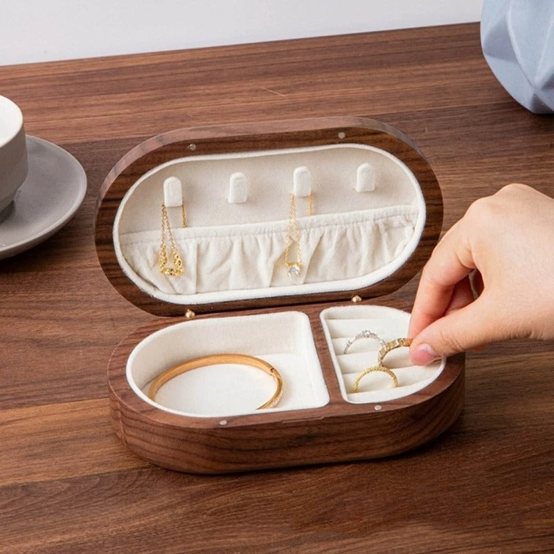 Petite Boîte À Bijoux En Bois De Voyage
