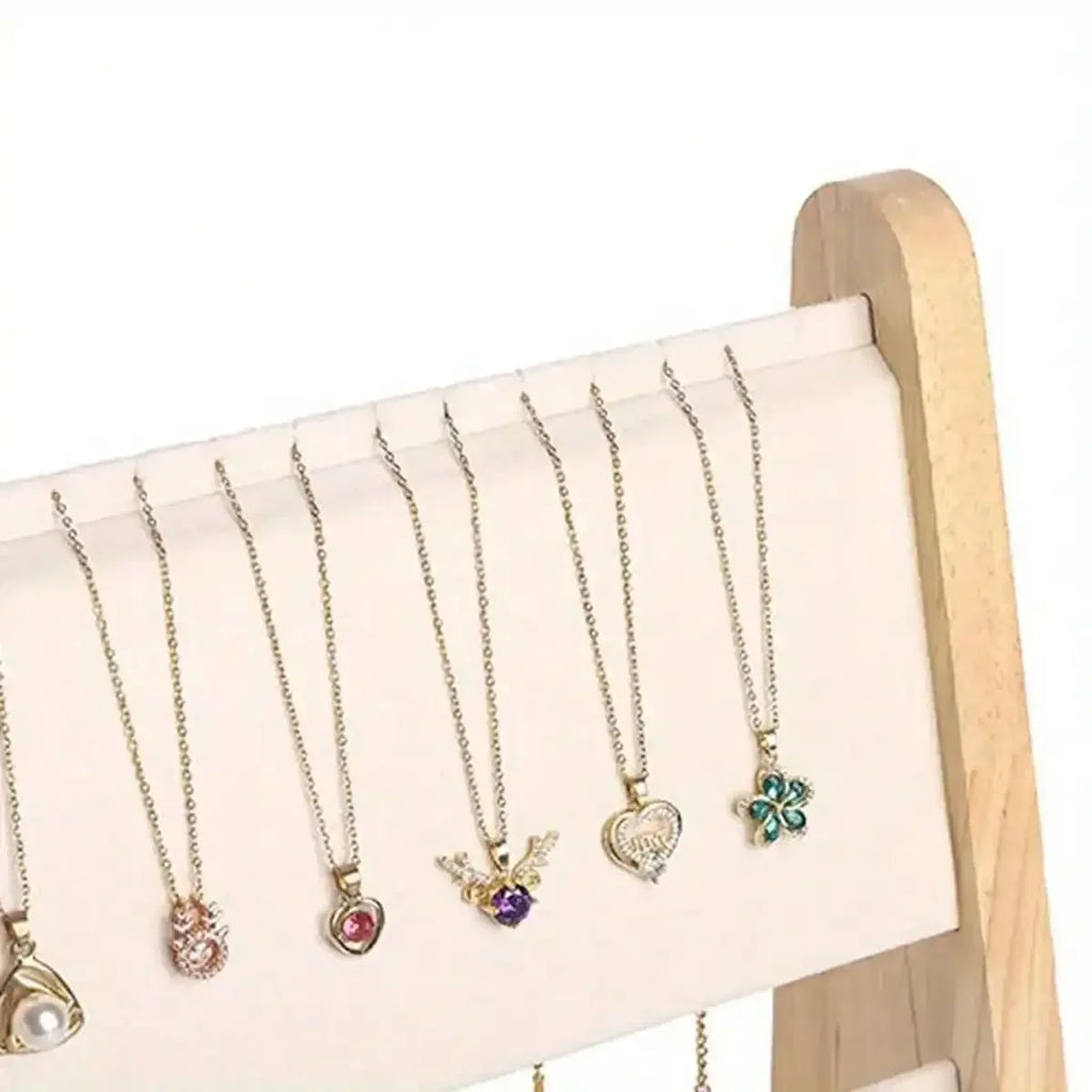 Présentoir à Colliers Double Rangée en Bois