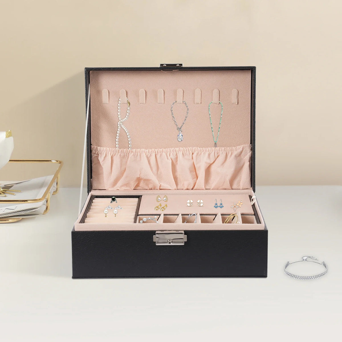 Boîte À Bijoux Cuir Noir