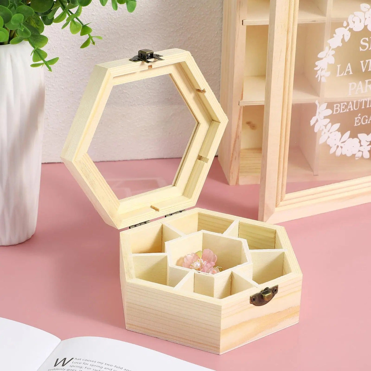 Boîte À Bijoux Hexagonale Bois