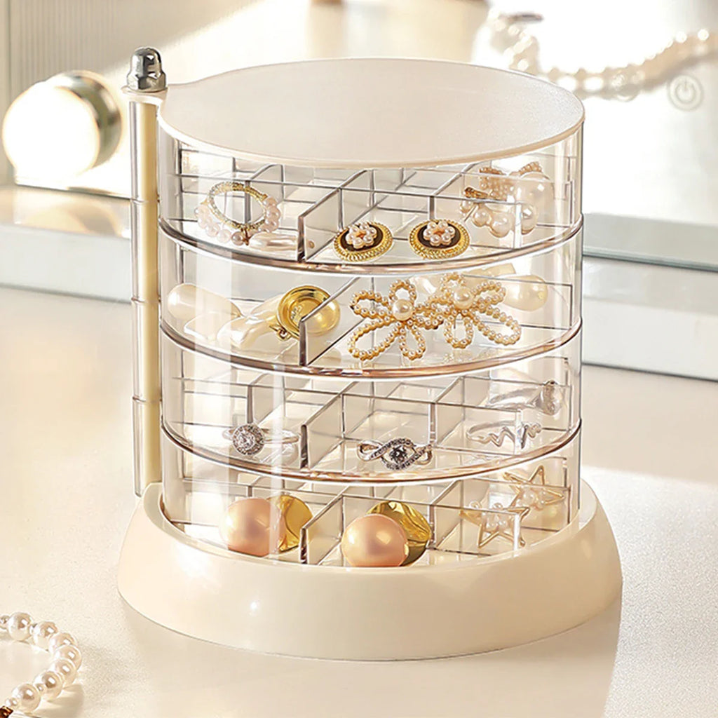 Présentoir Bijoux Rotatif Transparent Multi-Tiroirs