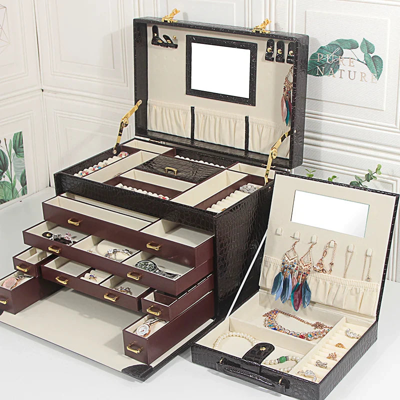 Boîte À Bijoux En Cuir Croco