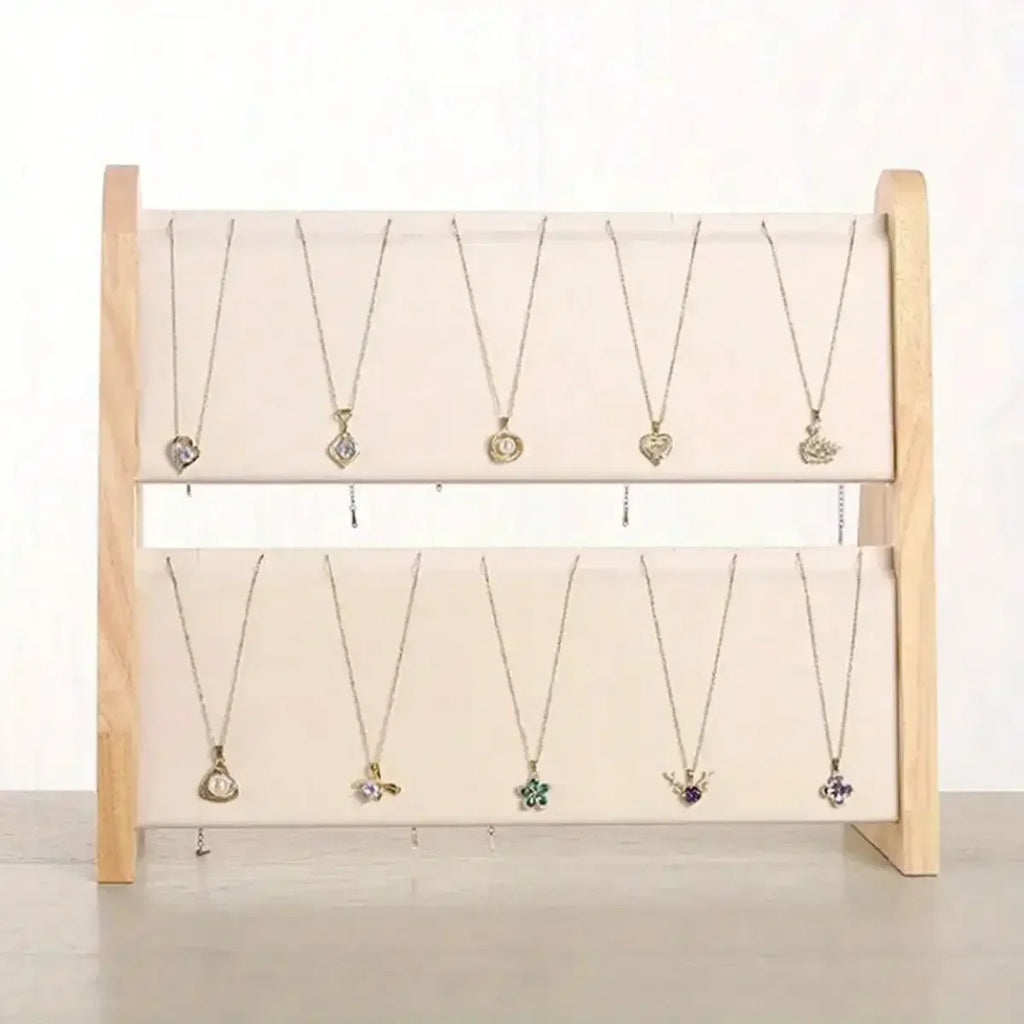 Présentoir à Colliers Double Rangée en Bois