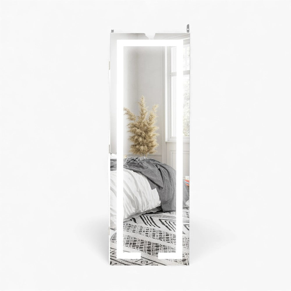 Armoire À Bijoux Murale Blanche Avec Miroir LED Contour